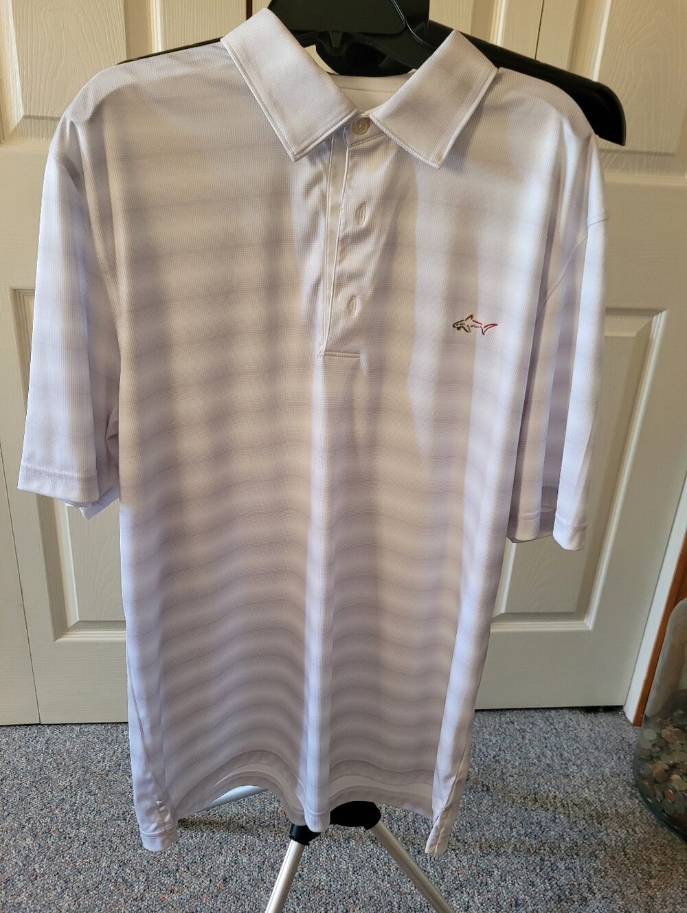 Greg Norman White Men’s Polo Shirt with Subtle Stripe